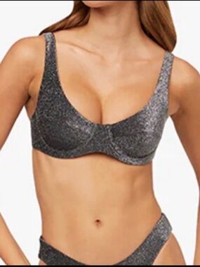 NWT WEWOREWHAT Lurex Scoop Underwire Bikini Top